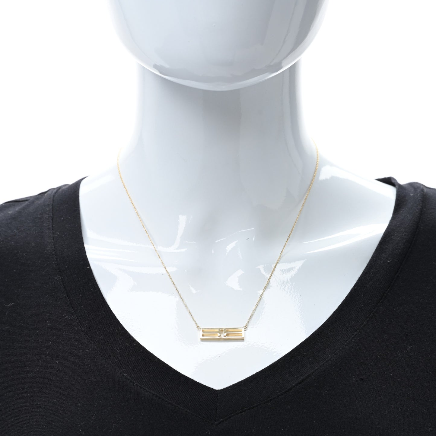 18K Yellow Gold Tiffany T Two Open Horizontal Bar Pendant Necklace