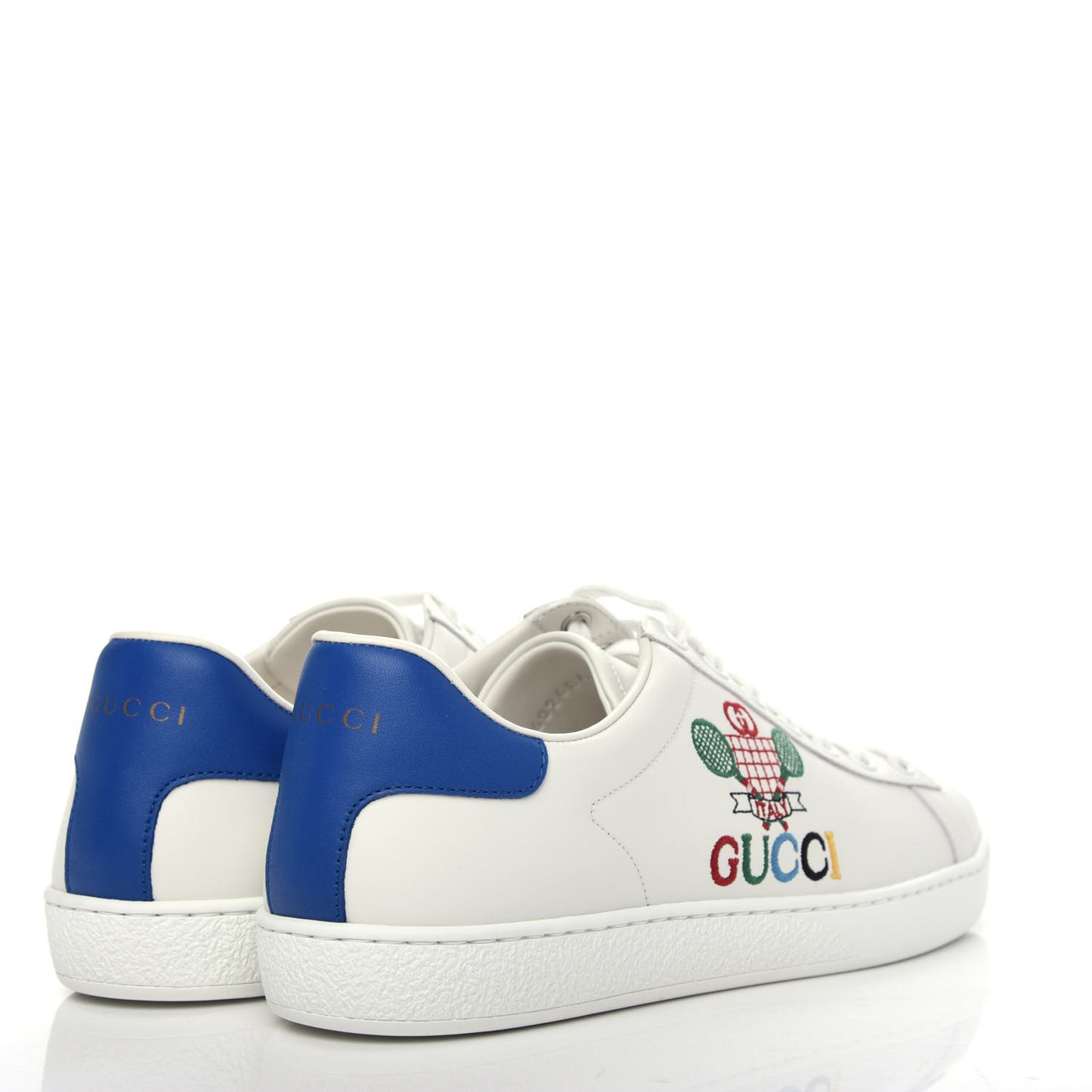 Calfskin Miro Soft Tennis Embroidered Womens Ace Sneakers 41 White Rio Blue