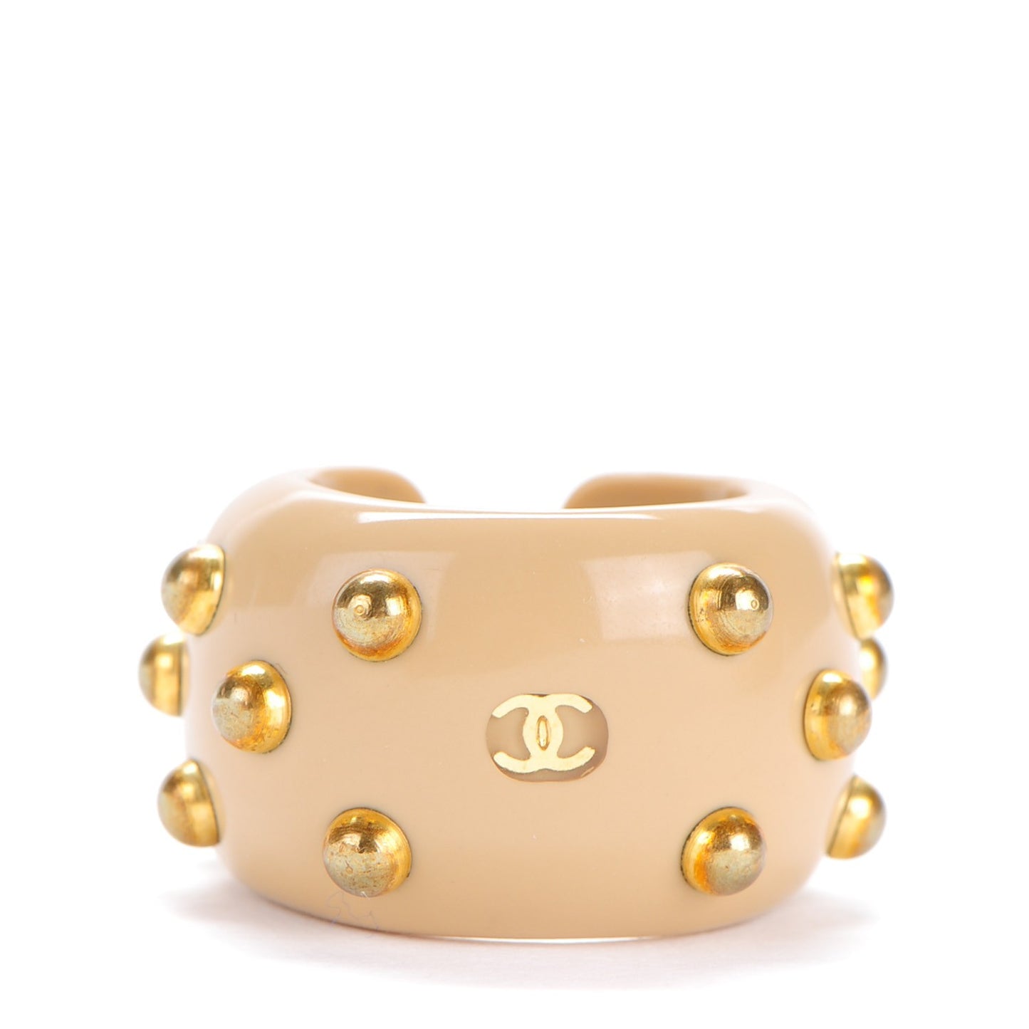 Resin Studded CC Ring Dark Beige 6.5