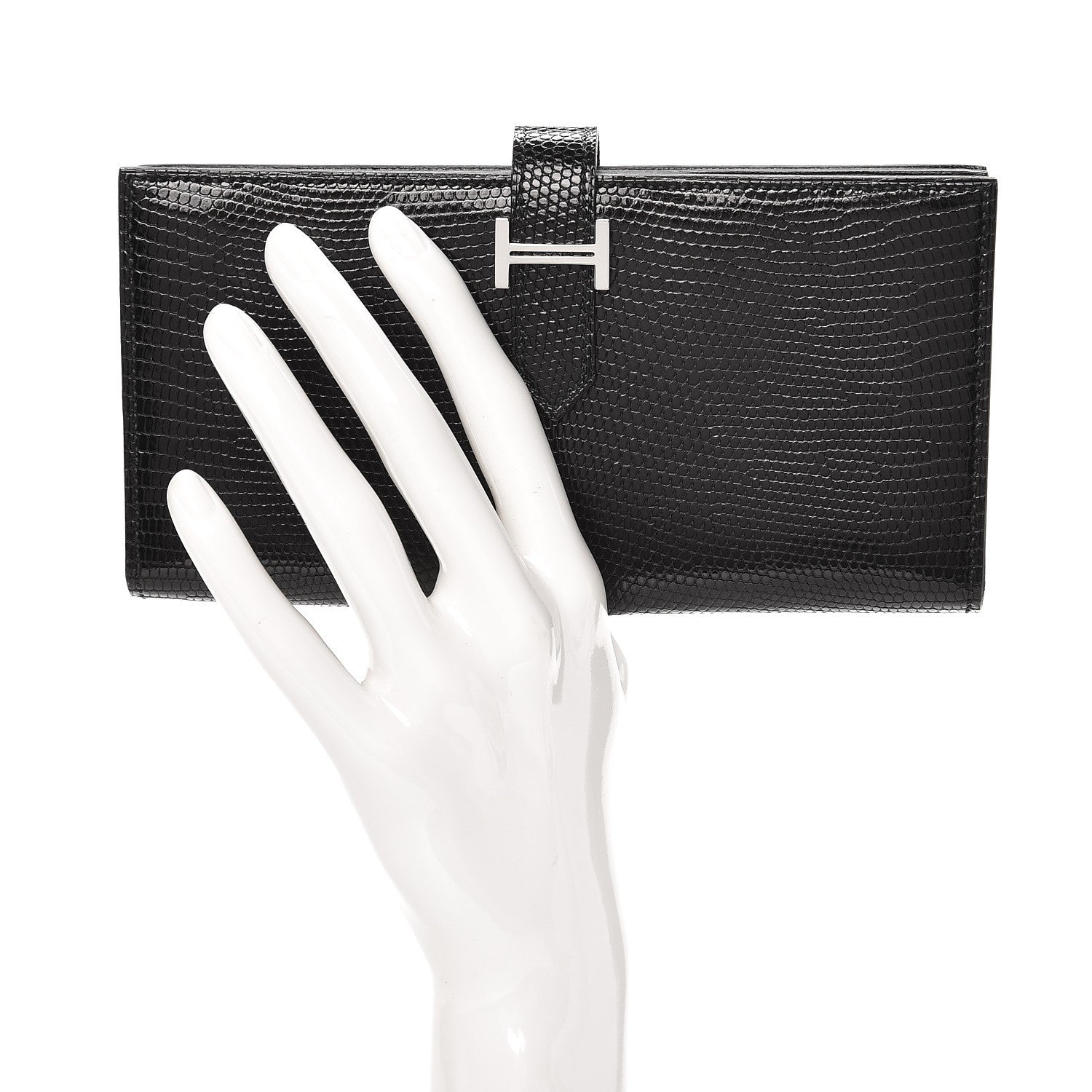 Hermes Niloticus Lizard Bearn Wallet Black 2 of 8