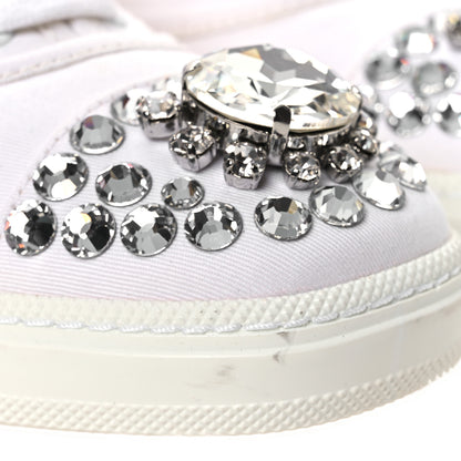 Miu Miu Gabardine Crystal Low Sneakers 35 Bianco 11 of 12