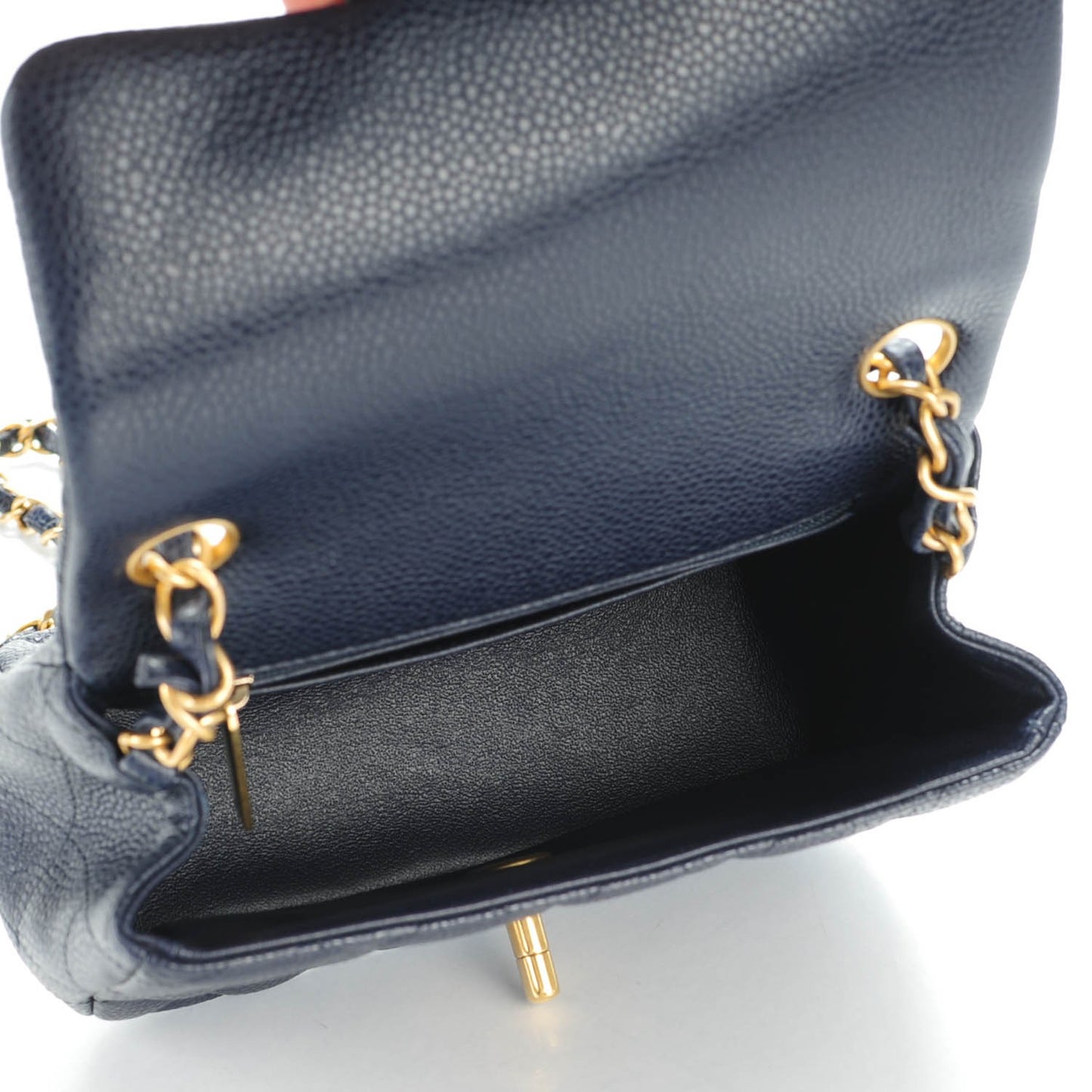 Caviar Quilted Mini Square Flap Navy