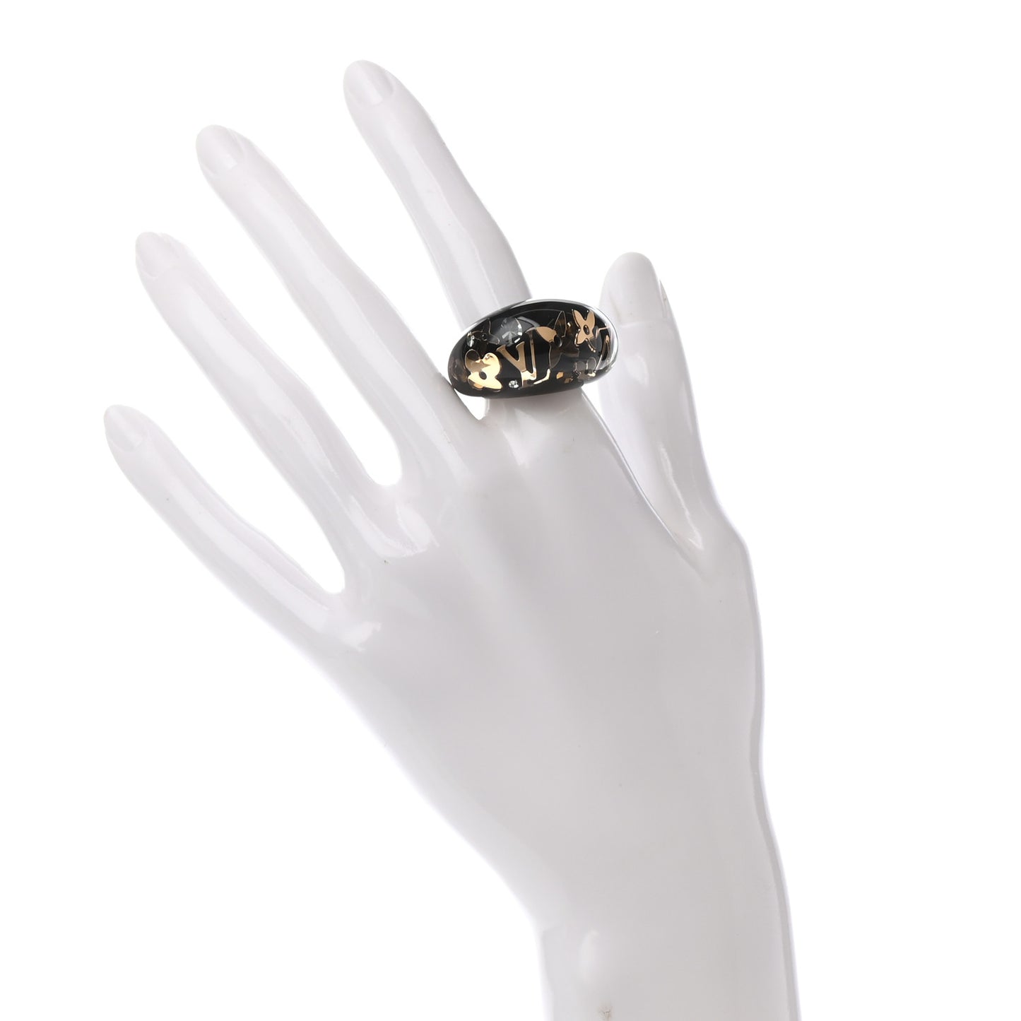 Resin Swarovski Crystal Inclusion Ring M Black