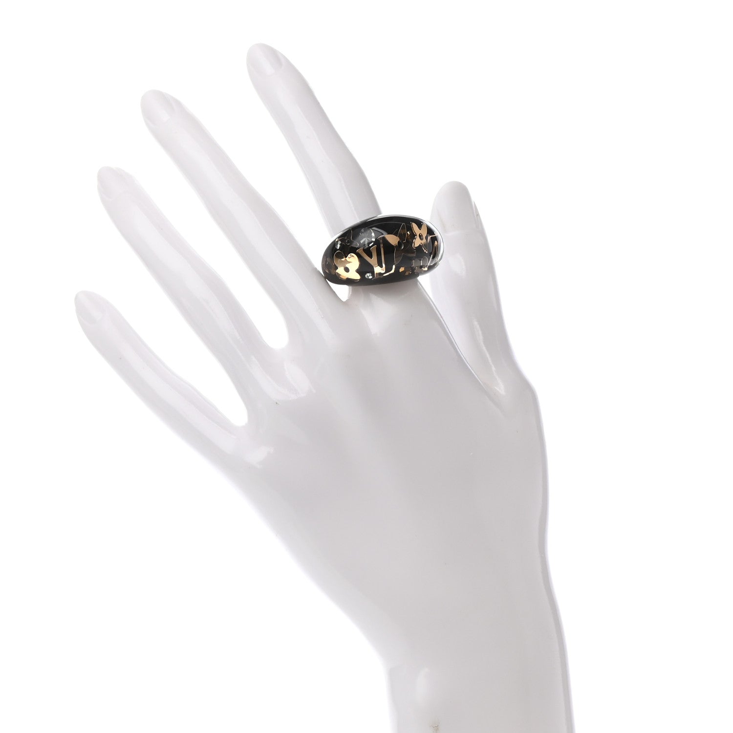 Louis Vuitton Resin Swarovski Crystal Inclusion Ring M Black 2 of 4