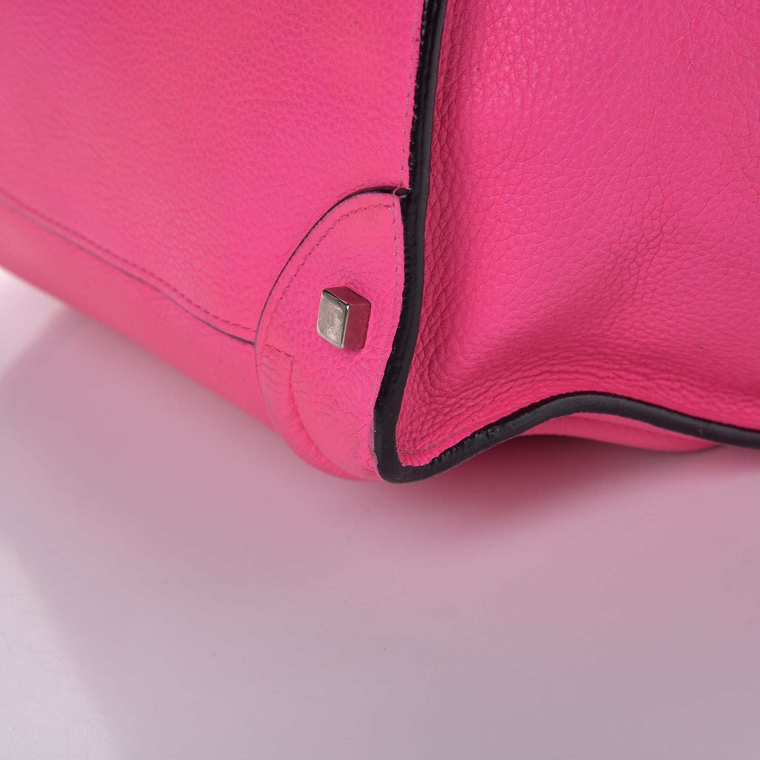 Celine Drummed Calfskin Mini Luggage Fluo Pink 11 of 13