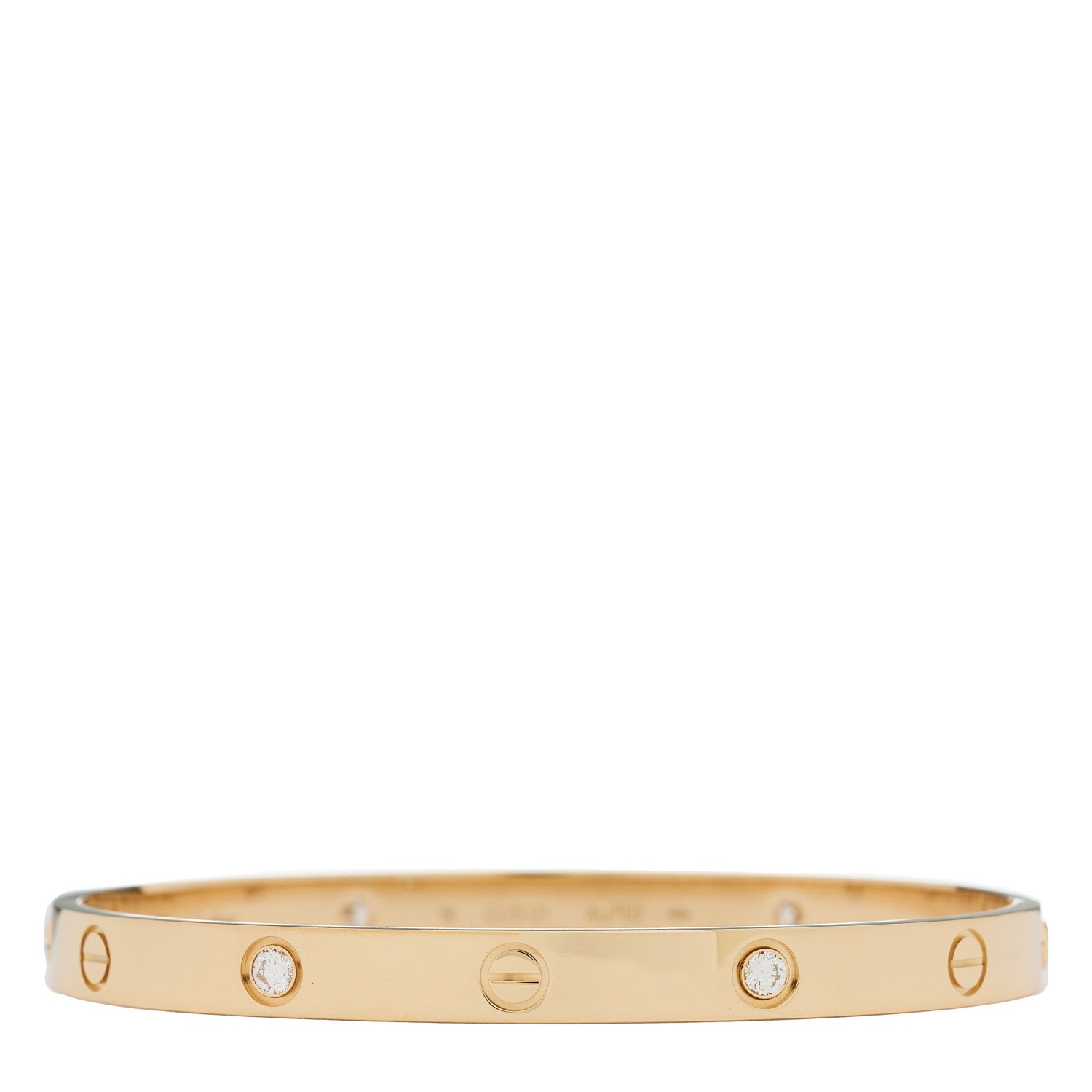 Cartier 18K Yellow Gold 4 Diamond LOVE Bracelet 19 1 of 8