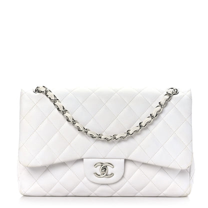Chanel Caviar Quilted Jumbo Double Flap White 1 of 11