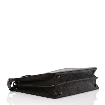 Fendi Cuoio Romano Vitello Cover Glazed Fabric Bi-Color FF 1974 Medium Peekaboo I SEE U Satchel Dark Brown 4 of 16