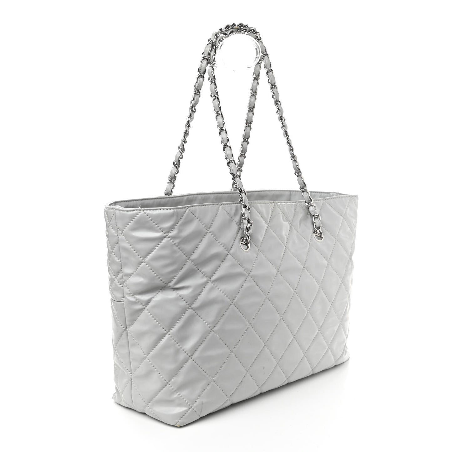 Vinyl Quilted Large In The Business Tote Light Grey