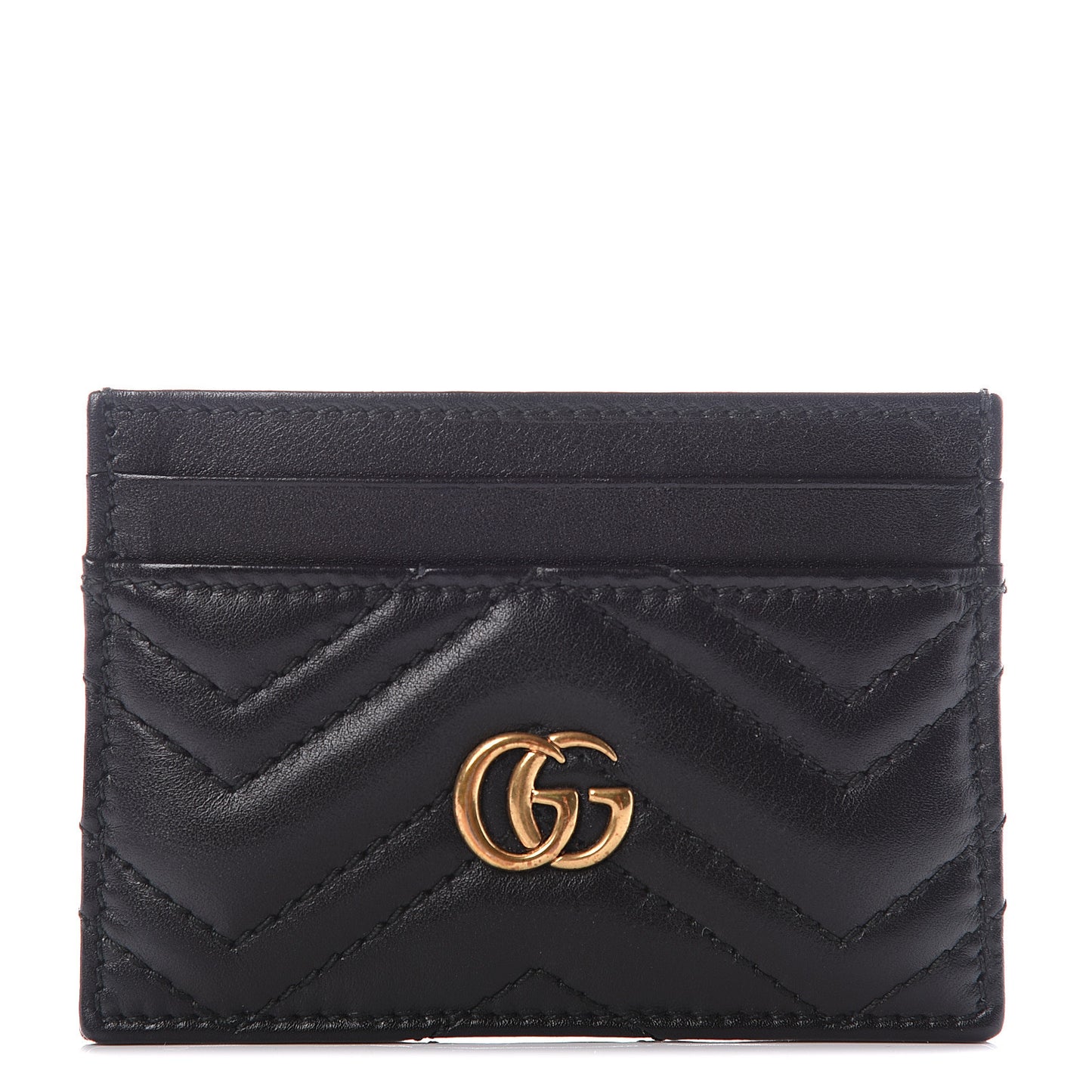 Calfskin Matelasse GG Marmont Card Holder Black
