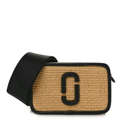 Marc Jacobs Calfskin Woven Straw Small Snapshot Camera Bag Beige 1 of 10