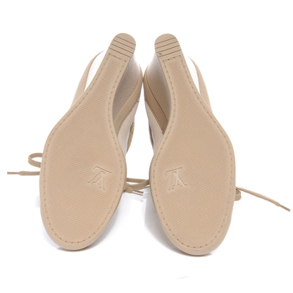 Louis Vuitton Suede Batignolles Wedges 38 Beige 5 of 7