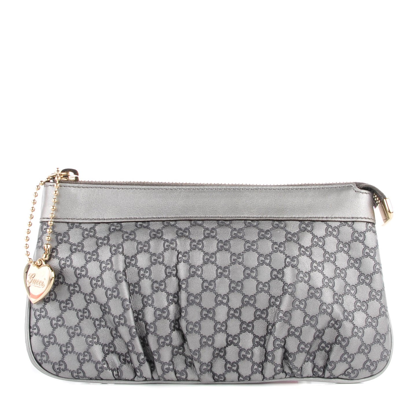 Metallic Microguccissima Heart Wristlet Grey