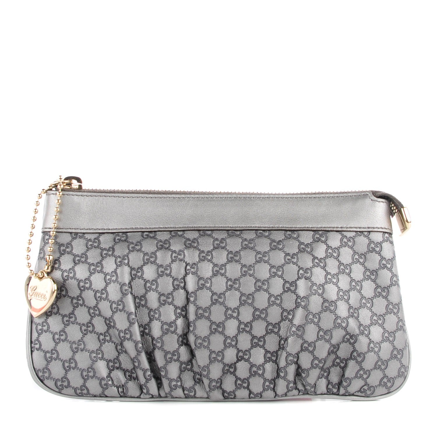Gucci Metallic Microguccissima Heart Wristlet Grey 1 of 7