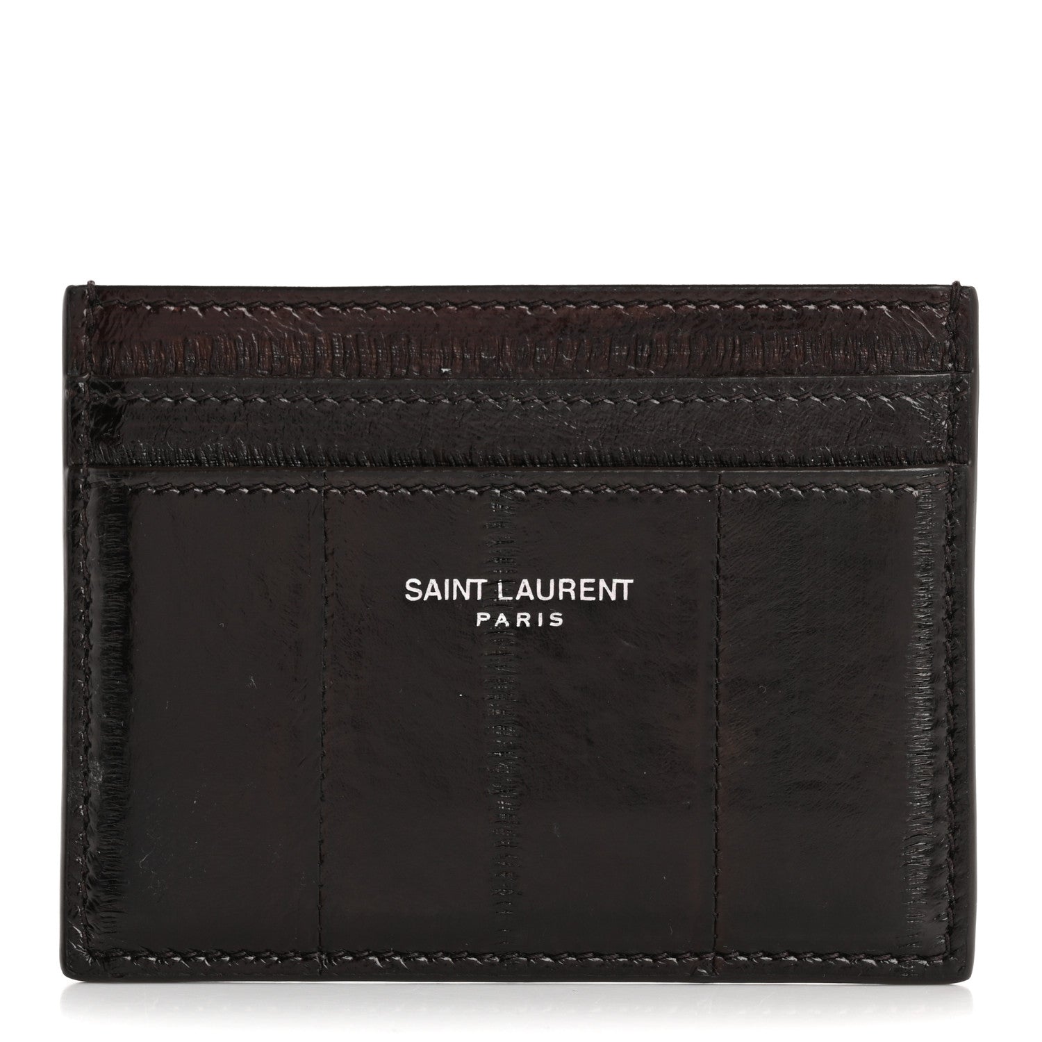 Saint Laurent Eel Credit Card Case Chestnut 1 of 9