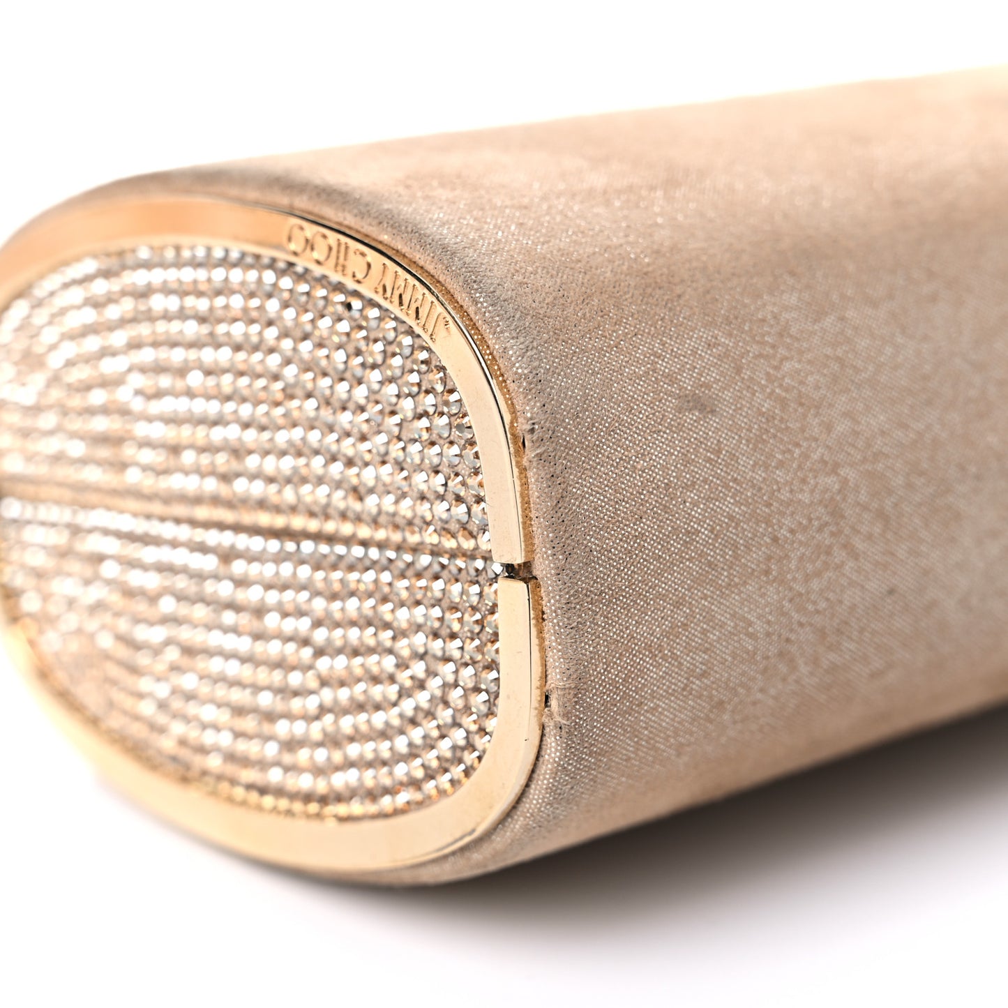 Shimmer Suede Mini Charm Clutch Sand