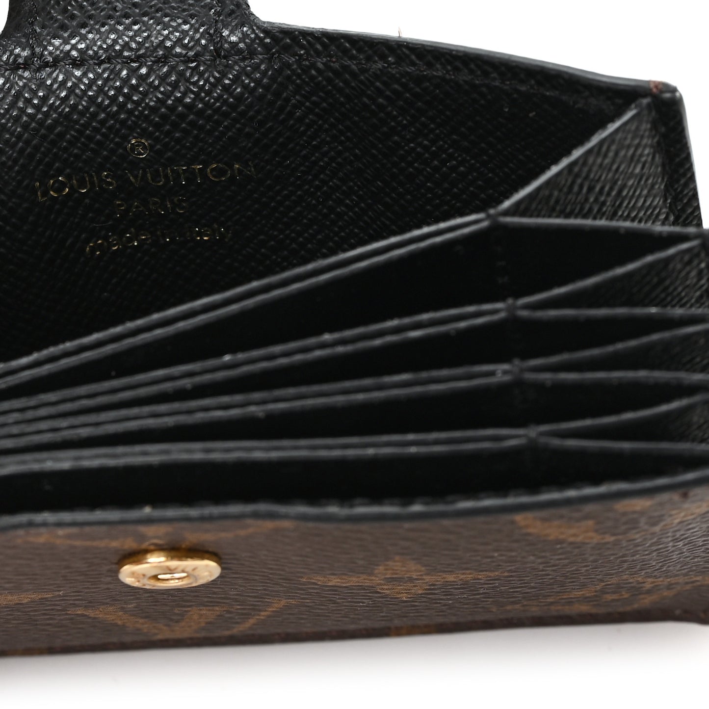 Monogram Gusset Card Holder Black