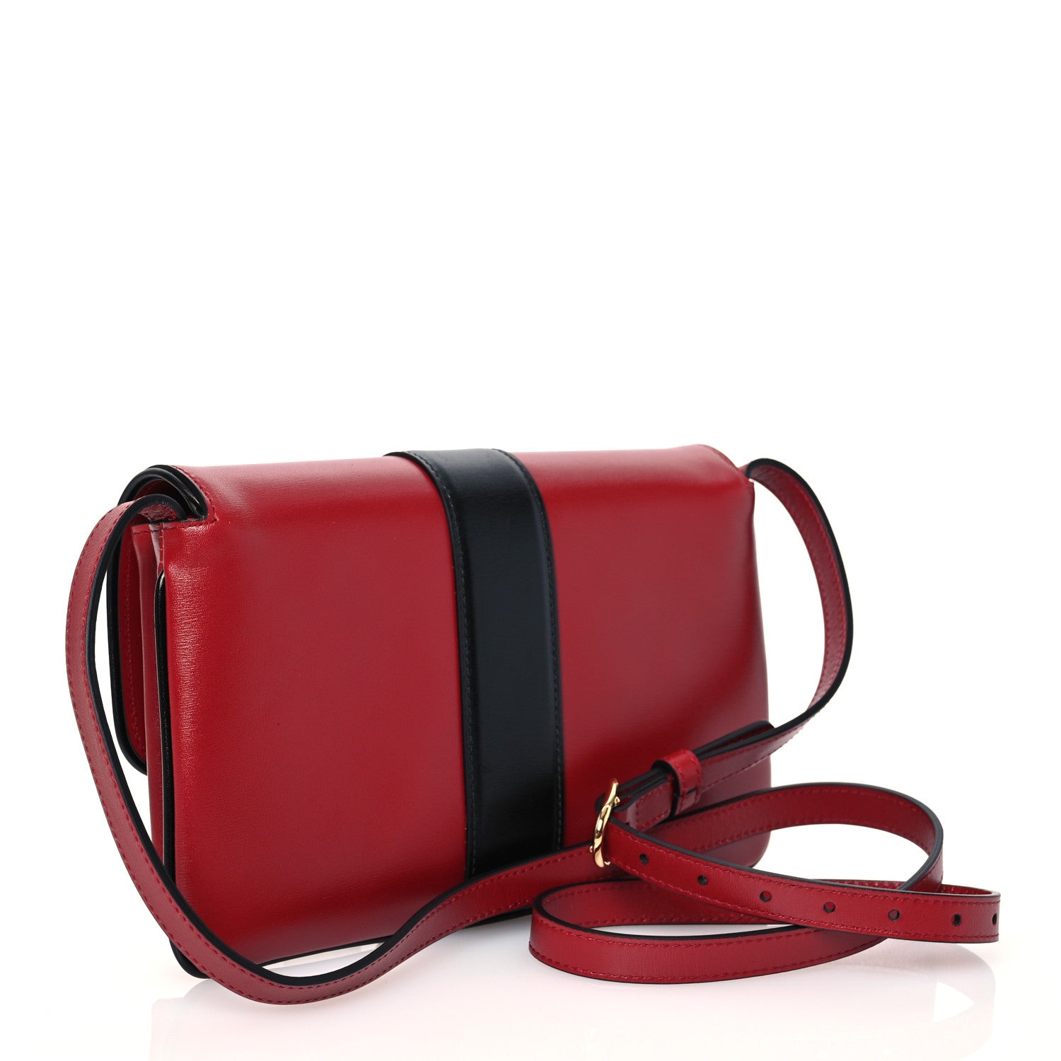 Gucci Vitello Palmellato Lux Bi-Color Small Arli Flap Shoulder Bag New Cherry Red Black 3 of 14