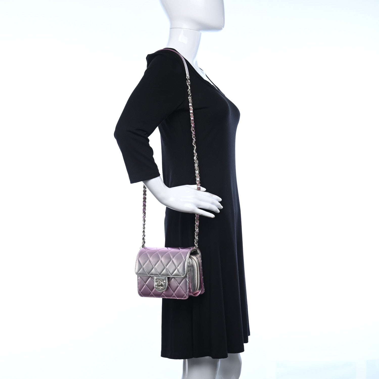 Chanel Metallic Lambskin Like A Wallet Flap Golden Pink 2 of 12