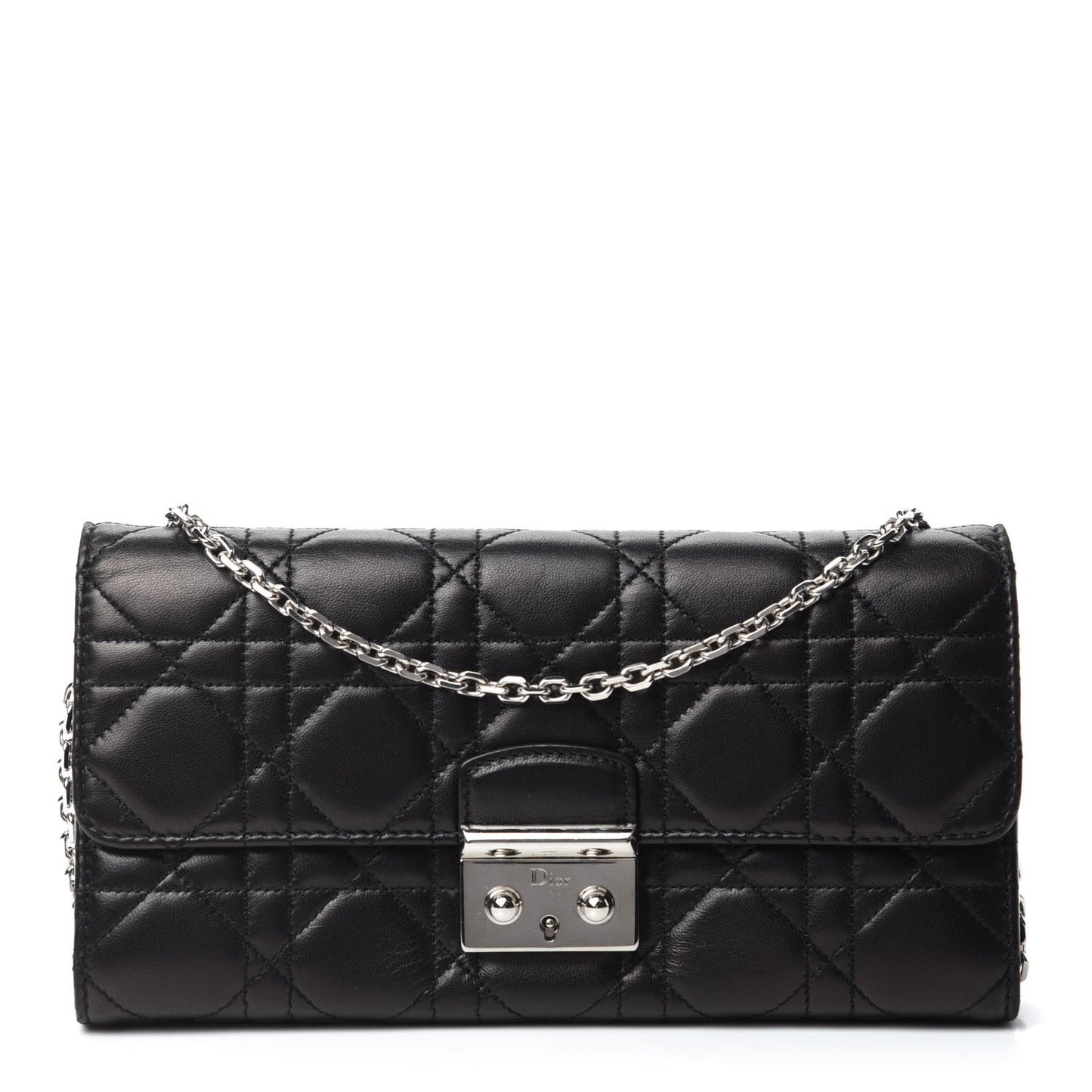 Lambskin Cannage Miss Dior Chain Wallet Black