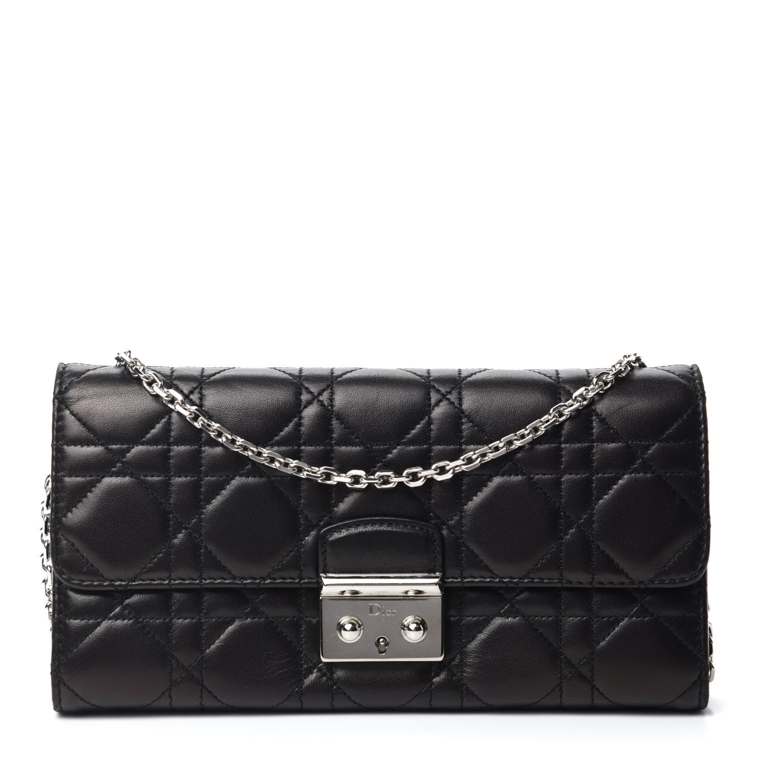 Christian Dior Lambskin Cannage Miss Dior Chain Wallet Black 1 of 12