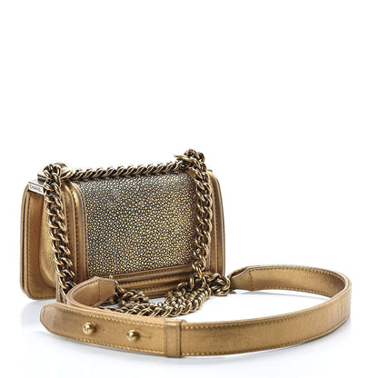 Chanel Galuchat Stingray Mini Boy Flap Gold 3 of 14