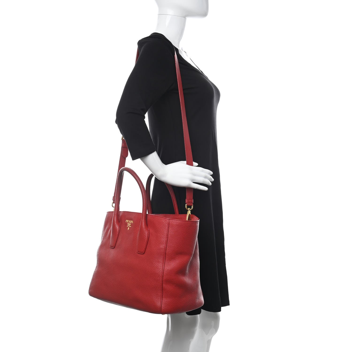 Prada Vitello Daino Tote Rosso 2 of 20