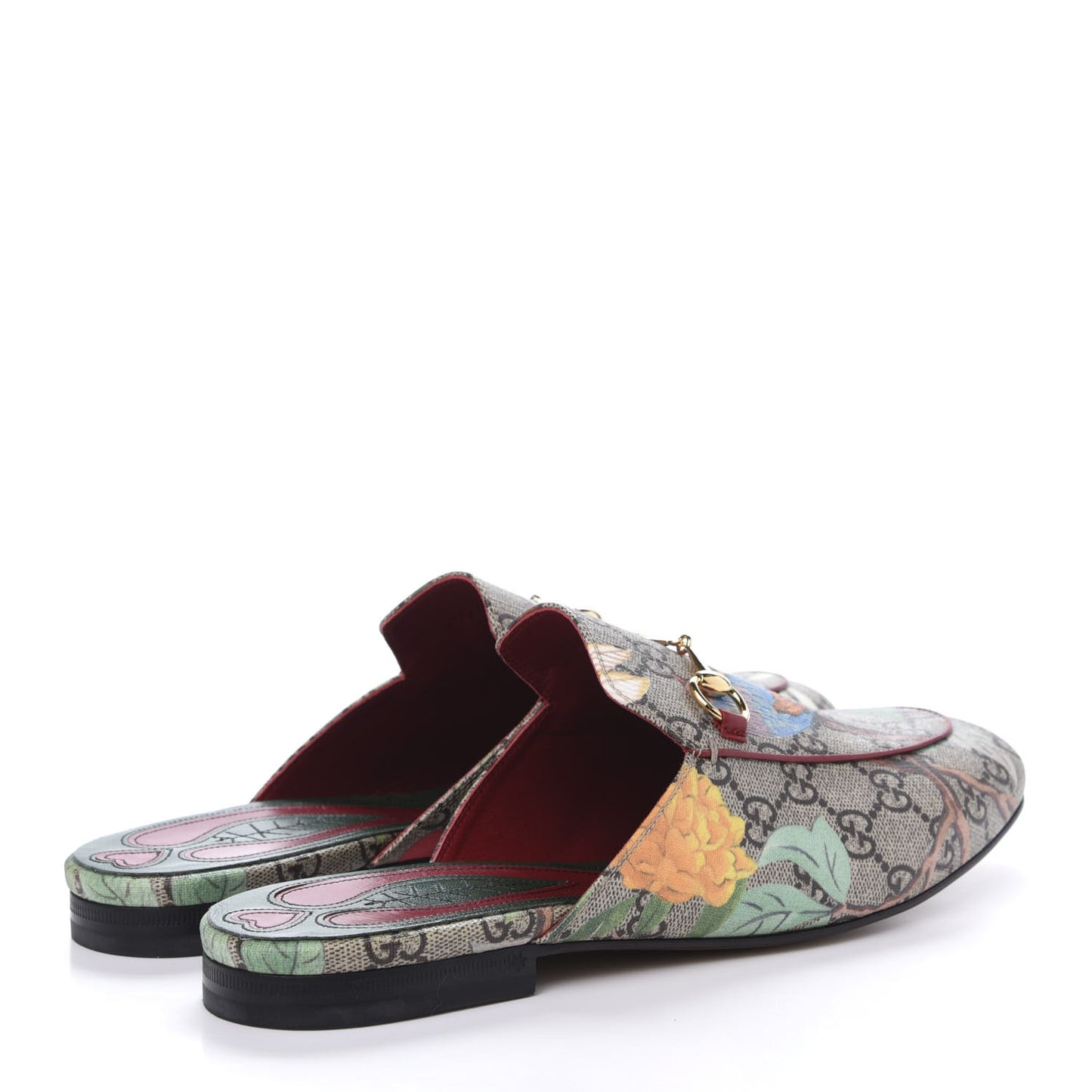 GG Supreme Monogram Tian Womens Princetown Slippers 40.5 Beige Ebony Multicolor