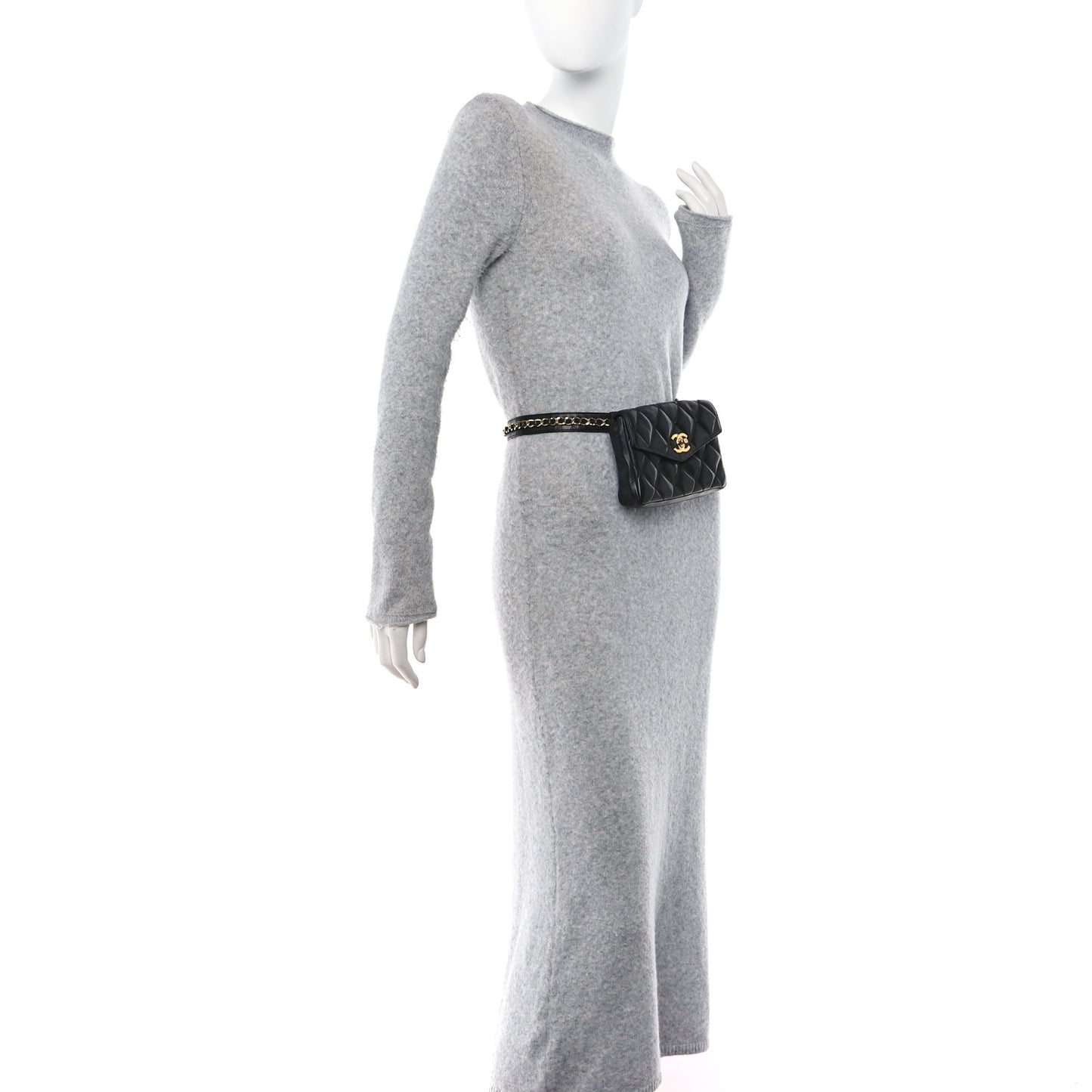 Lambskin Quilted Flap Waist Belt Bag 70 28 Black
