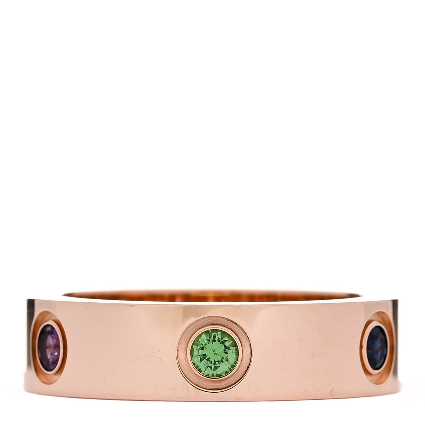18K Pink Gold Sapphire Garnet Amethyst 5.5mm LOVE Ring 56 7.5