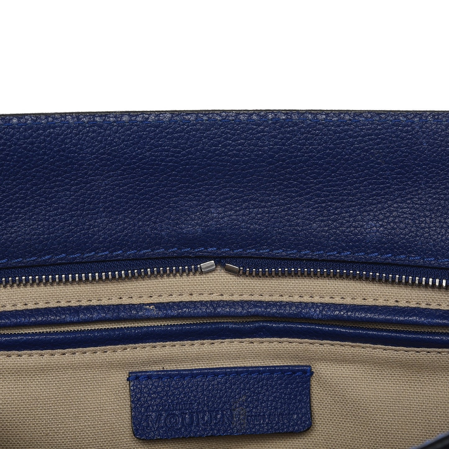 Pebbled Calfskin Small Skull Padlock Zip Around Tote Ultramarine