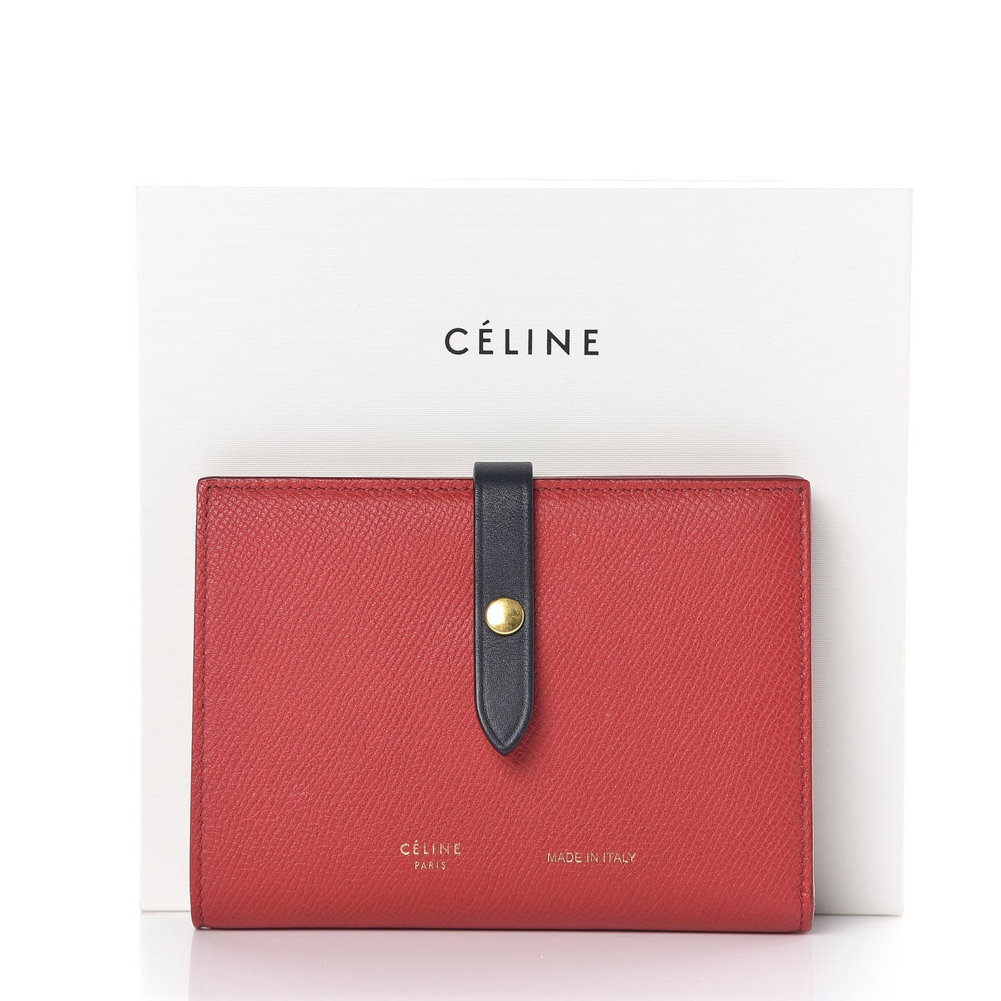 Grained Calfskin Medium Multifunction Strap Wallet Coquelicot