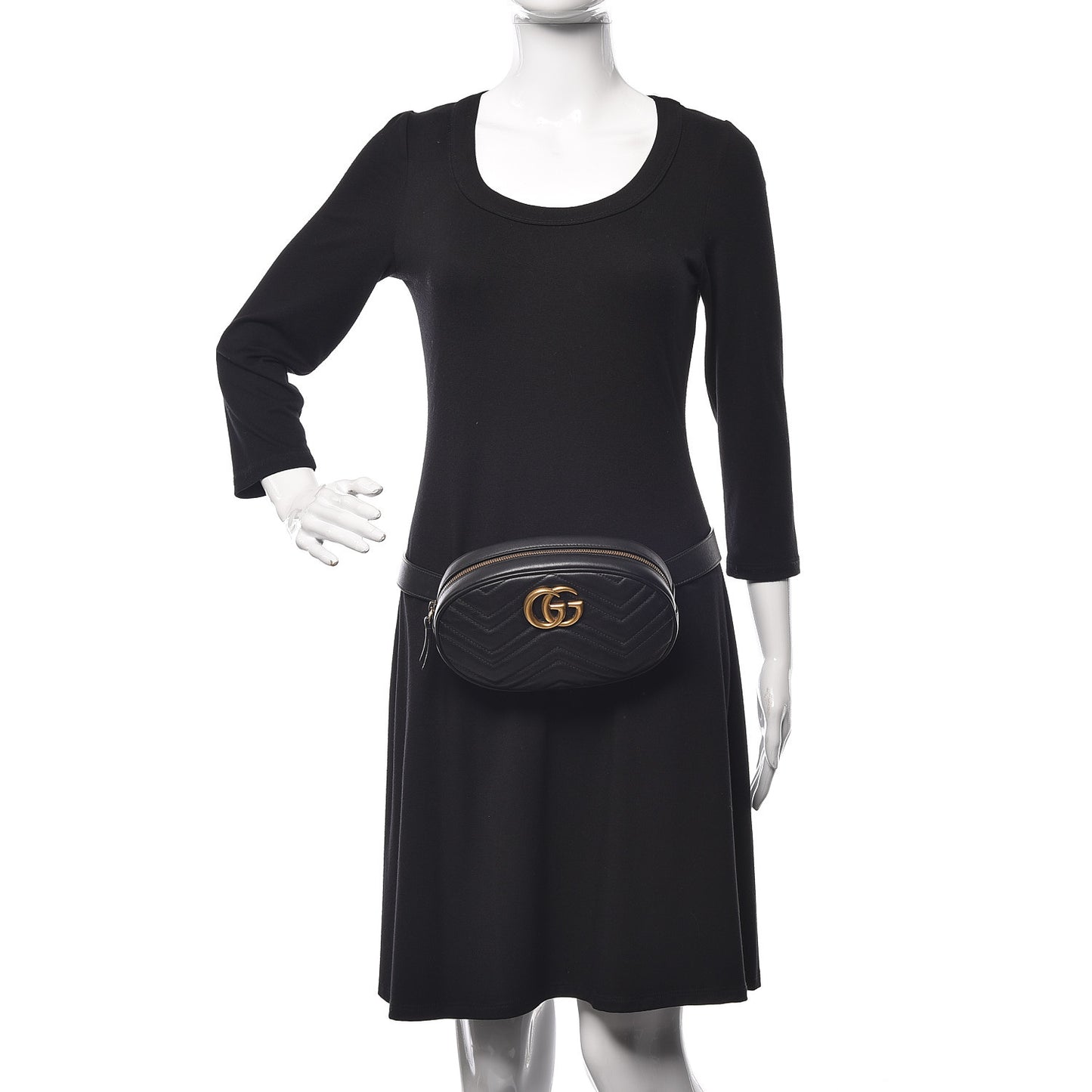 Calfskin Matelasse GG Marmont Belt Bag 95 38 Black