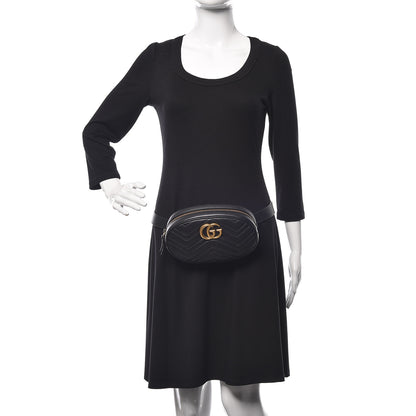Gucci Calfskin Matelasse GG Marmont Belt Bag 95 38 Black 2 of 10