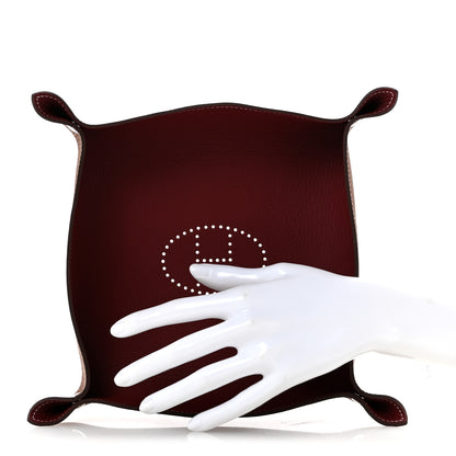 Hermes Taurillon Clemence Mises et Relances Change Tray Rouge H Fauve 2 of 8
