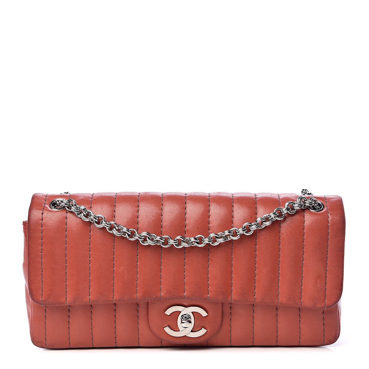 Chanel Lambskin Vertical Quilted East West Flap Red 1 of 24