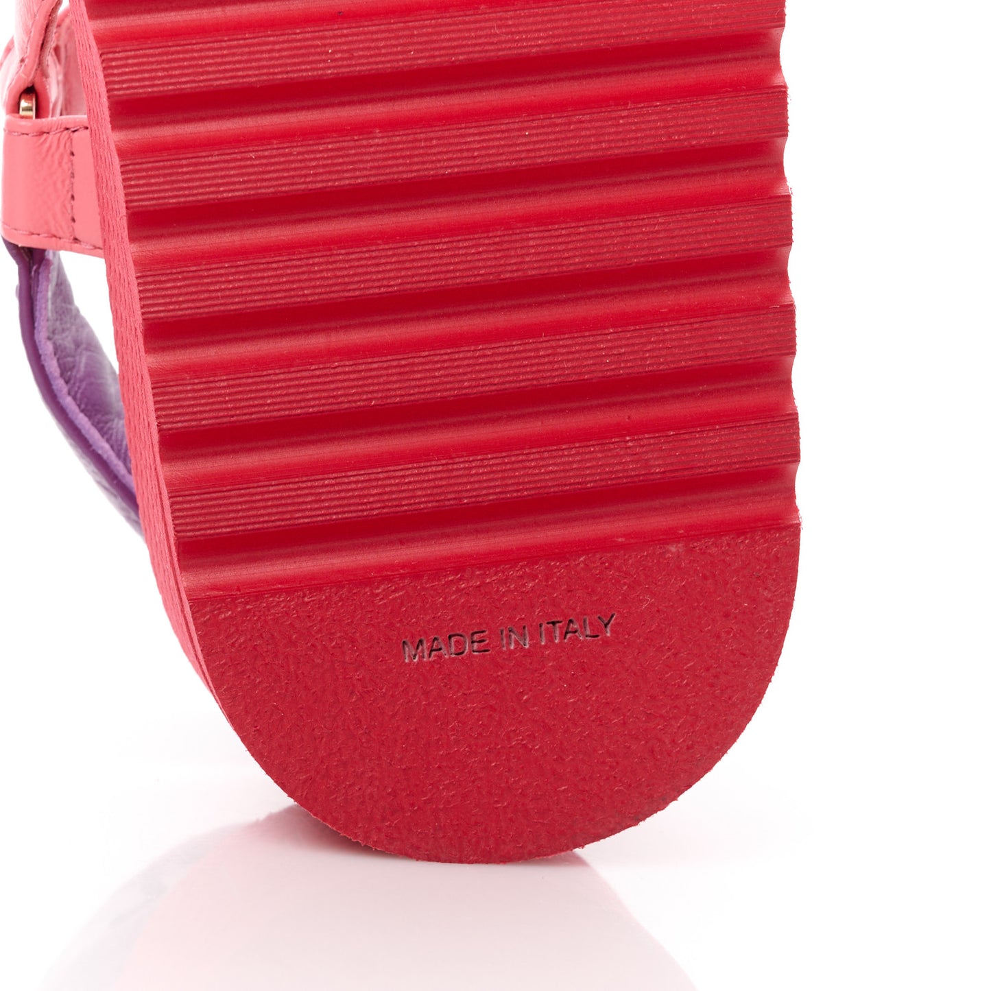 Lambskin Logo Platform Sandals 36 Red Purple Orange