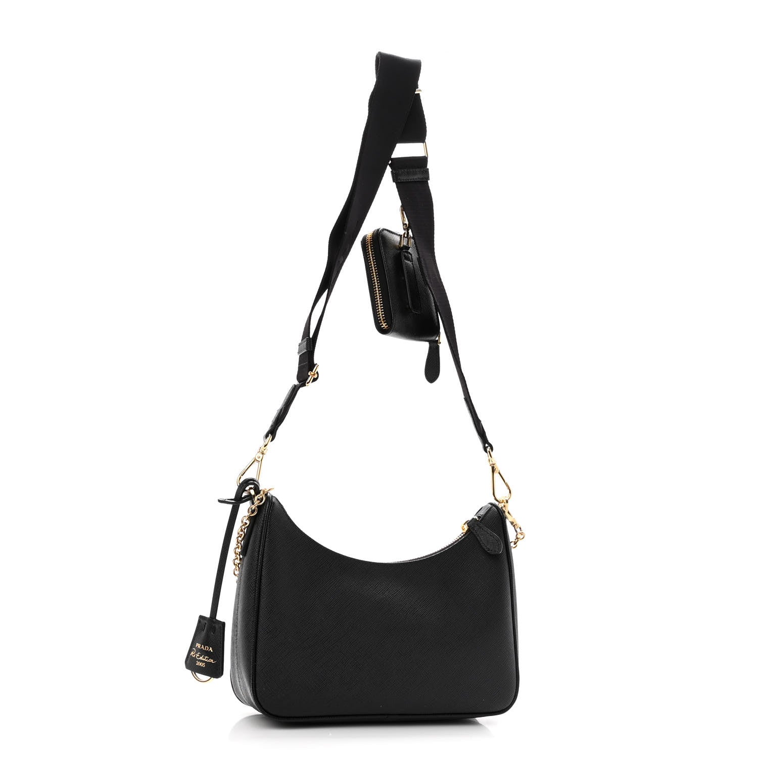 Prada Saffiano Lux Re-Edition 2005 Shoulder Bag Black 3 of 9