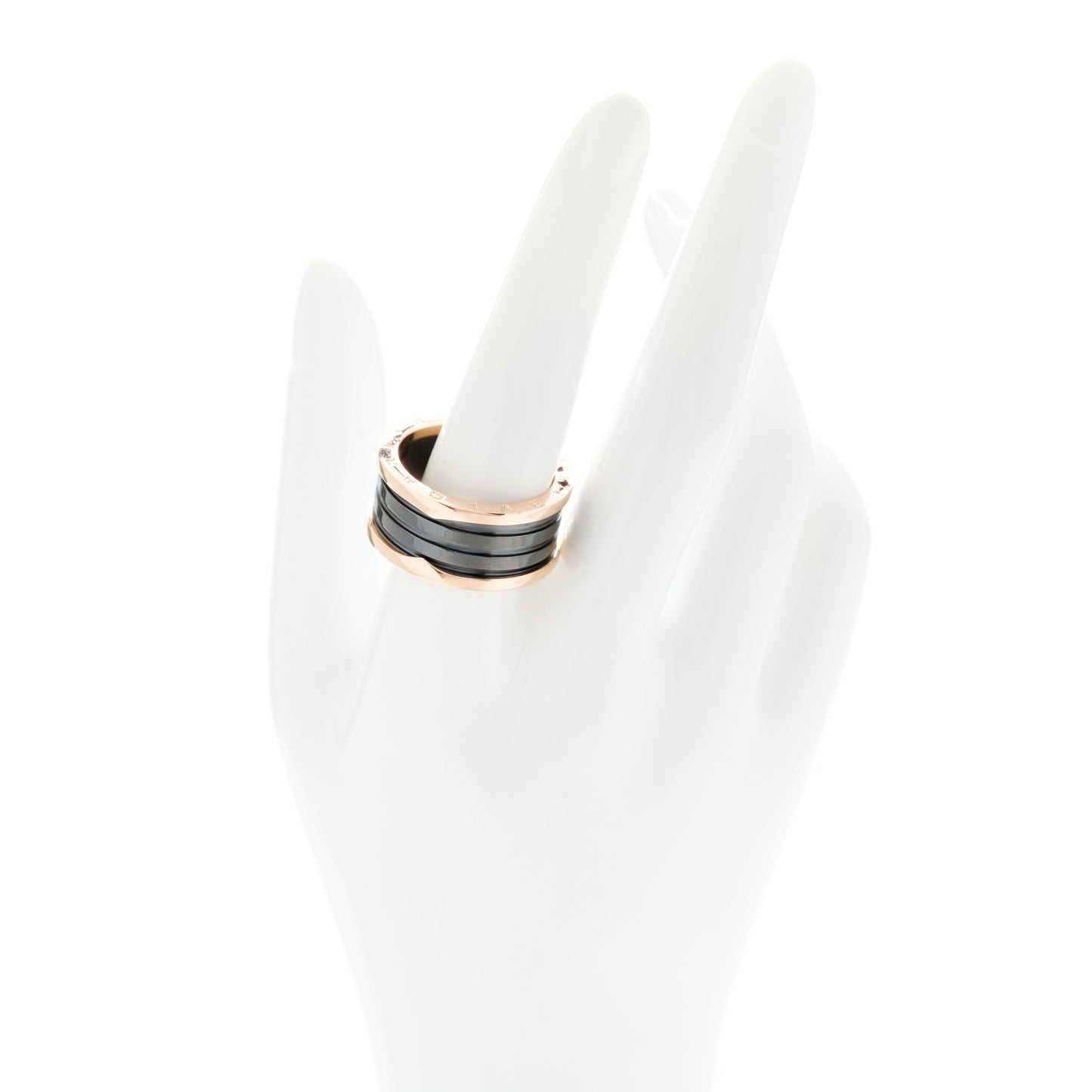 18K Rose Gold Black Ceramic B.Zero1 Four-Band Ring 65 11