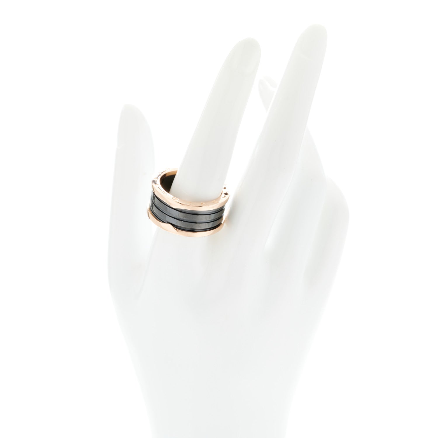 Bulgari 18K Rose Gold Black Ceramic B.Zero1 Four-Band Ring 65 11 2 of 7