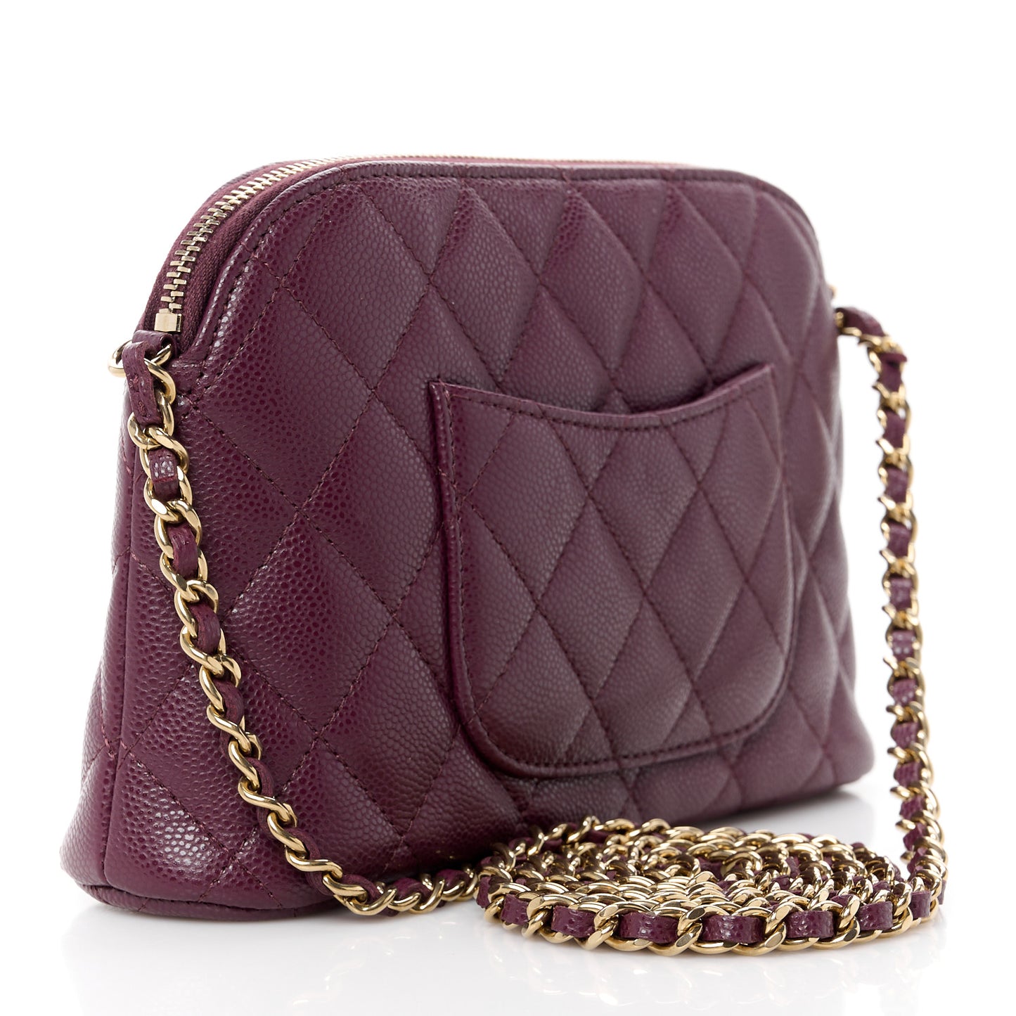 Caviar Quilted Classic Clutch With Chain Dark Burgundy