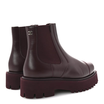 Chanel Calfskin Cap Toe CC Short Boots 40.5 Burgundy 5 of 9