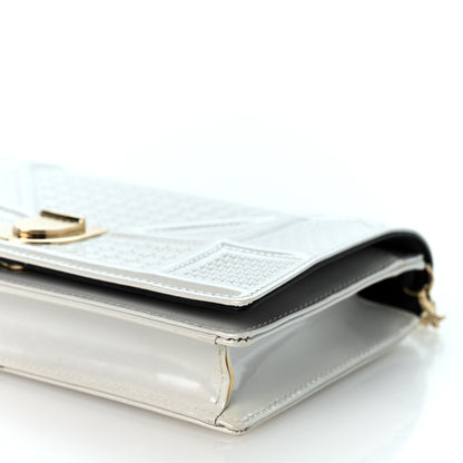 Christian Dior Patent Micro-Cannage Diorama Wallet on Chain Pouch White 9 of 10
