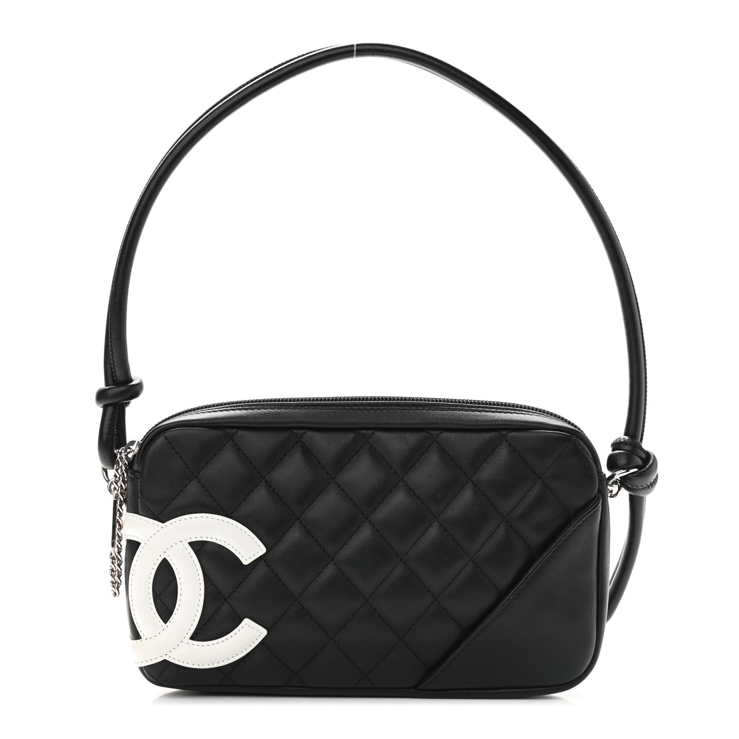 Calfskin Quilted Cambon Pochette Black White