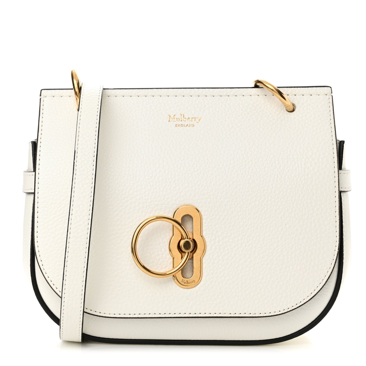 Small Classic Grain Calfskin Small Amberley Satchel White