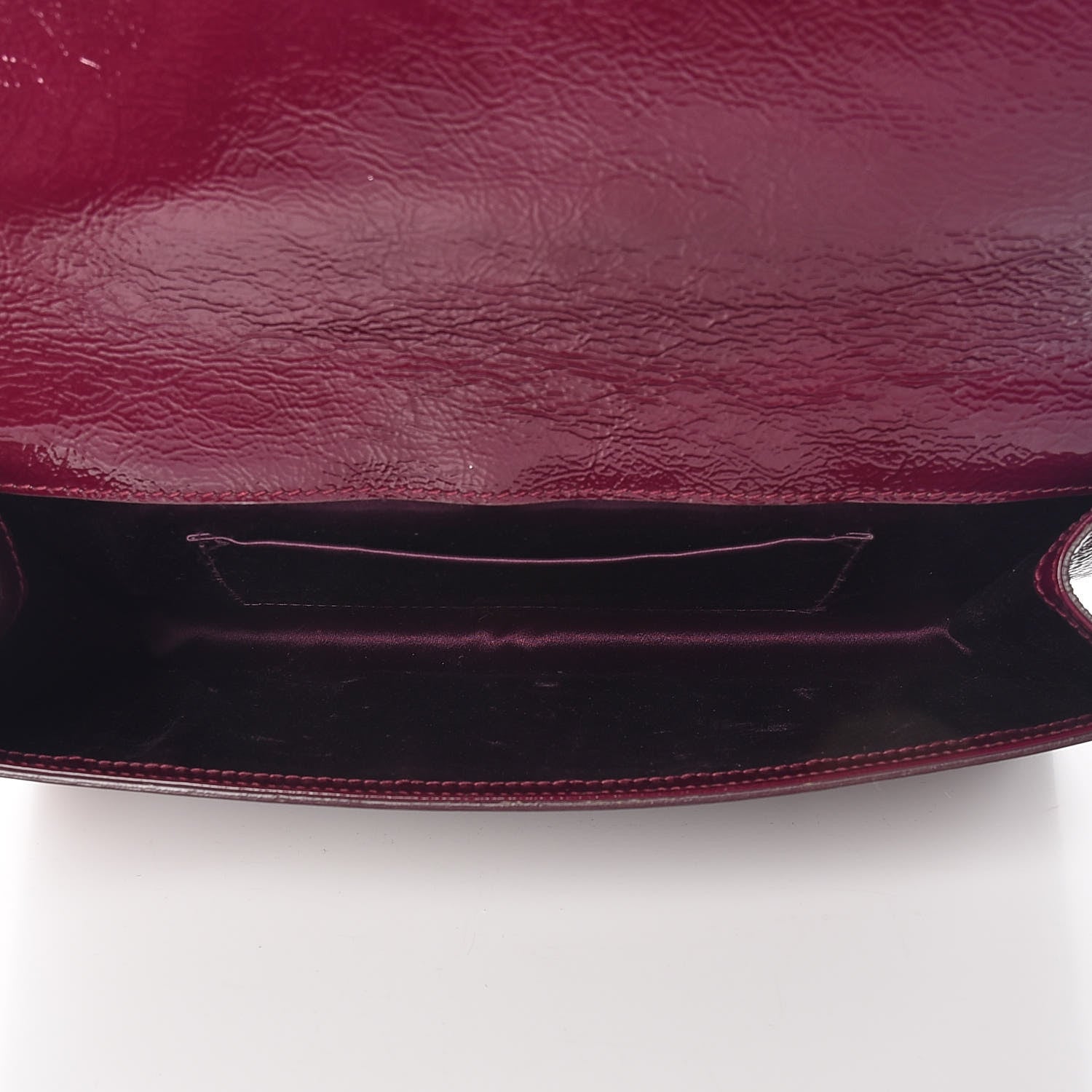 Saint Laurent Textured Patent Monogram Large Belle De Jour Clutch Burgundy 5 of 15