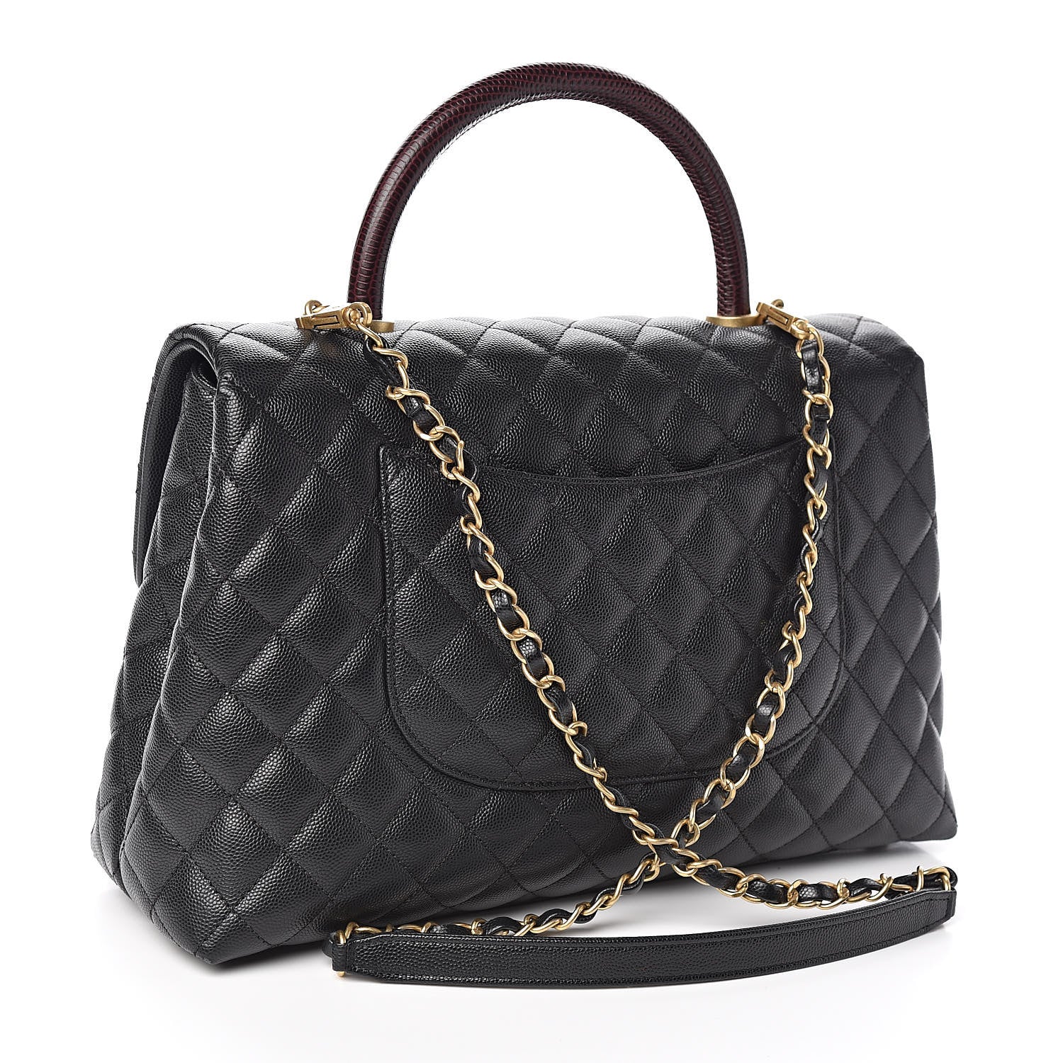 Chanel Caviar Lizard Quilted Medium Coco Handle Flap Black 3 of 11