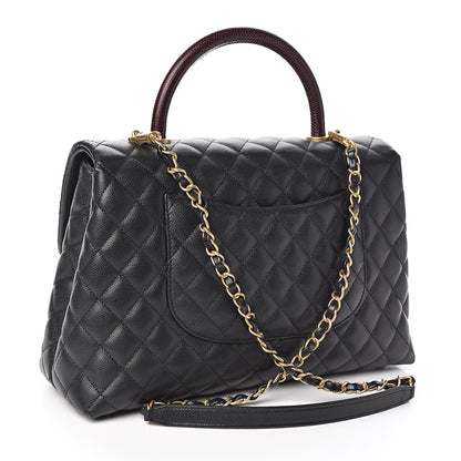 Chanel Caviar Lizard Quilted Medium Coco Handle Flap Black 3 of 11