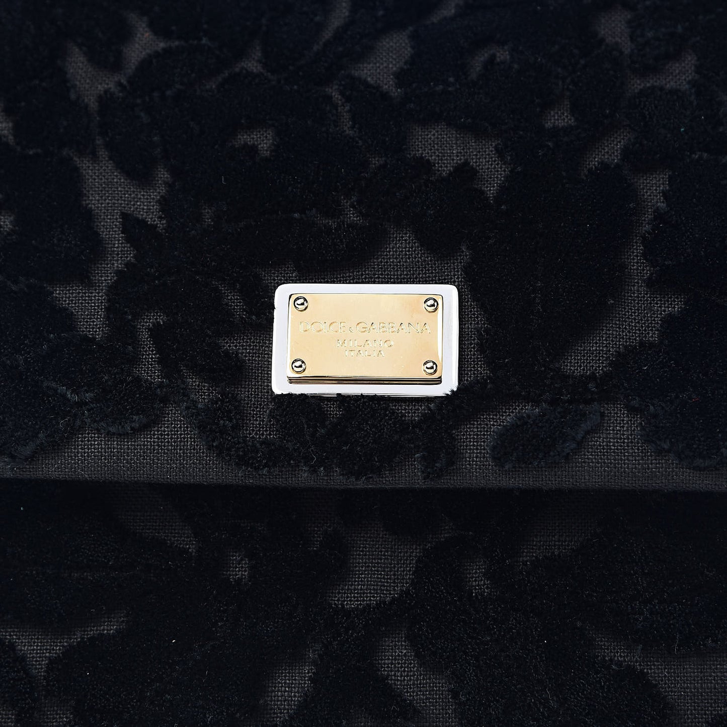 Velvet Floral Large Miss Sicily Satchel Black