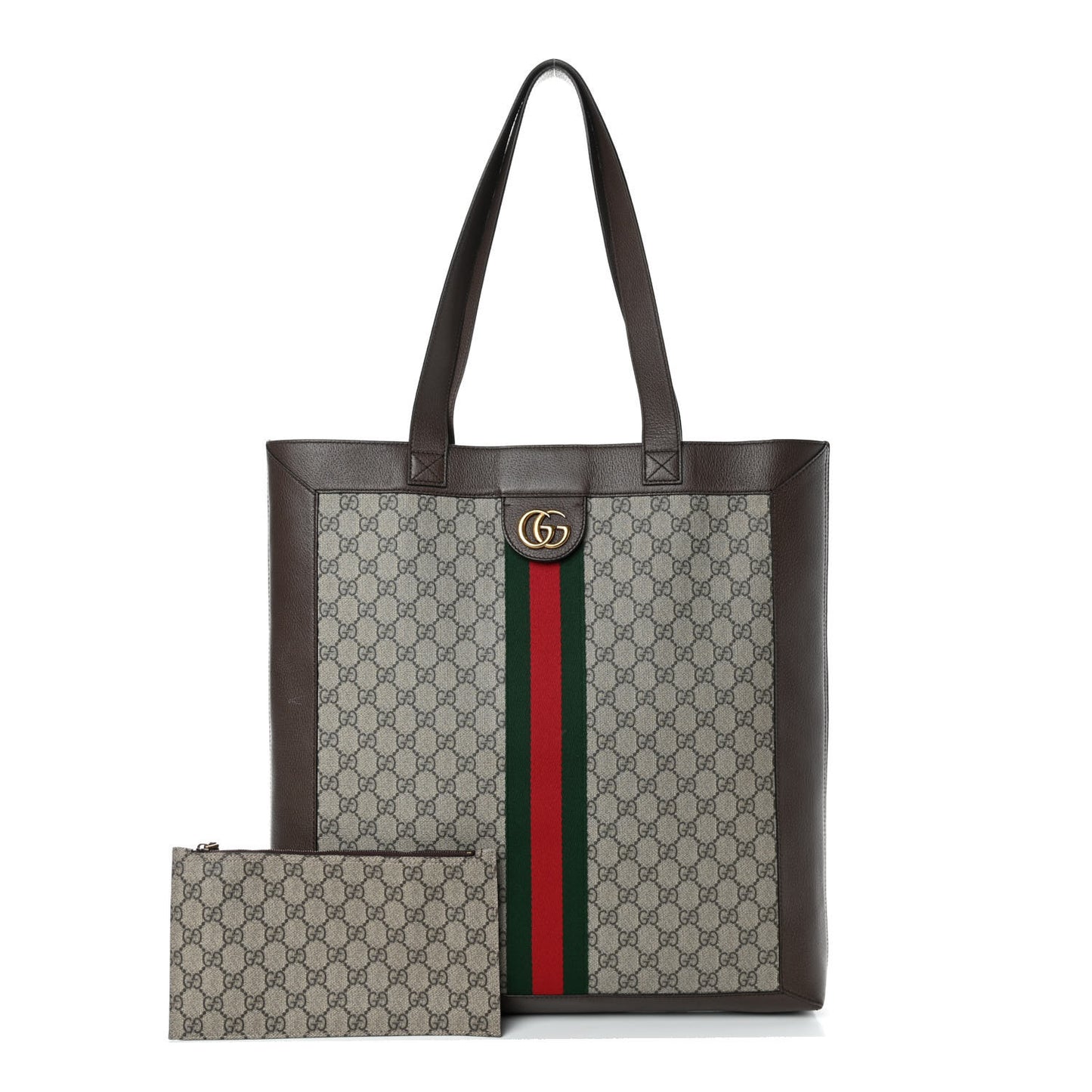 GG Supreme Monogram Web Large Ophidia Vertical Shopping Tote Brown